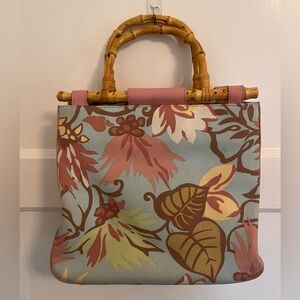 Preston & York Floral Mini Bag with Bamboo Handles